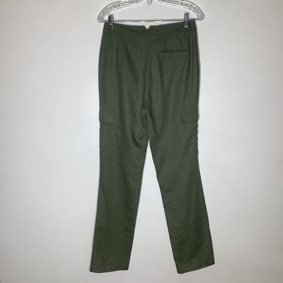 BCBG MAXAZRIA Womens Linen Blend Pants Green Size XXS - Picture 3 of 10